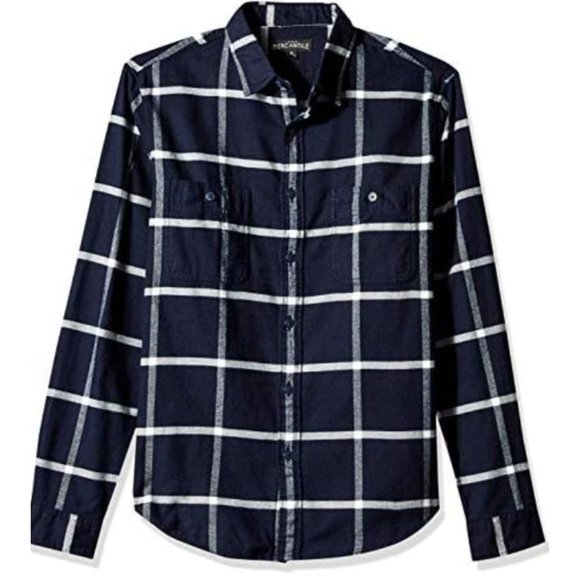 J.CREW MERCANTILE navy plaid slim fit long sleeve flannel size XL - Picture 1 of 6